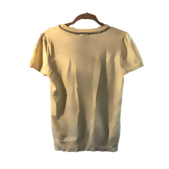 CHELSEA & Theodore Rhinestone embellished short sleeve sweater - Picture 2 of 2